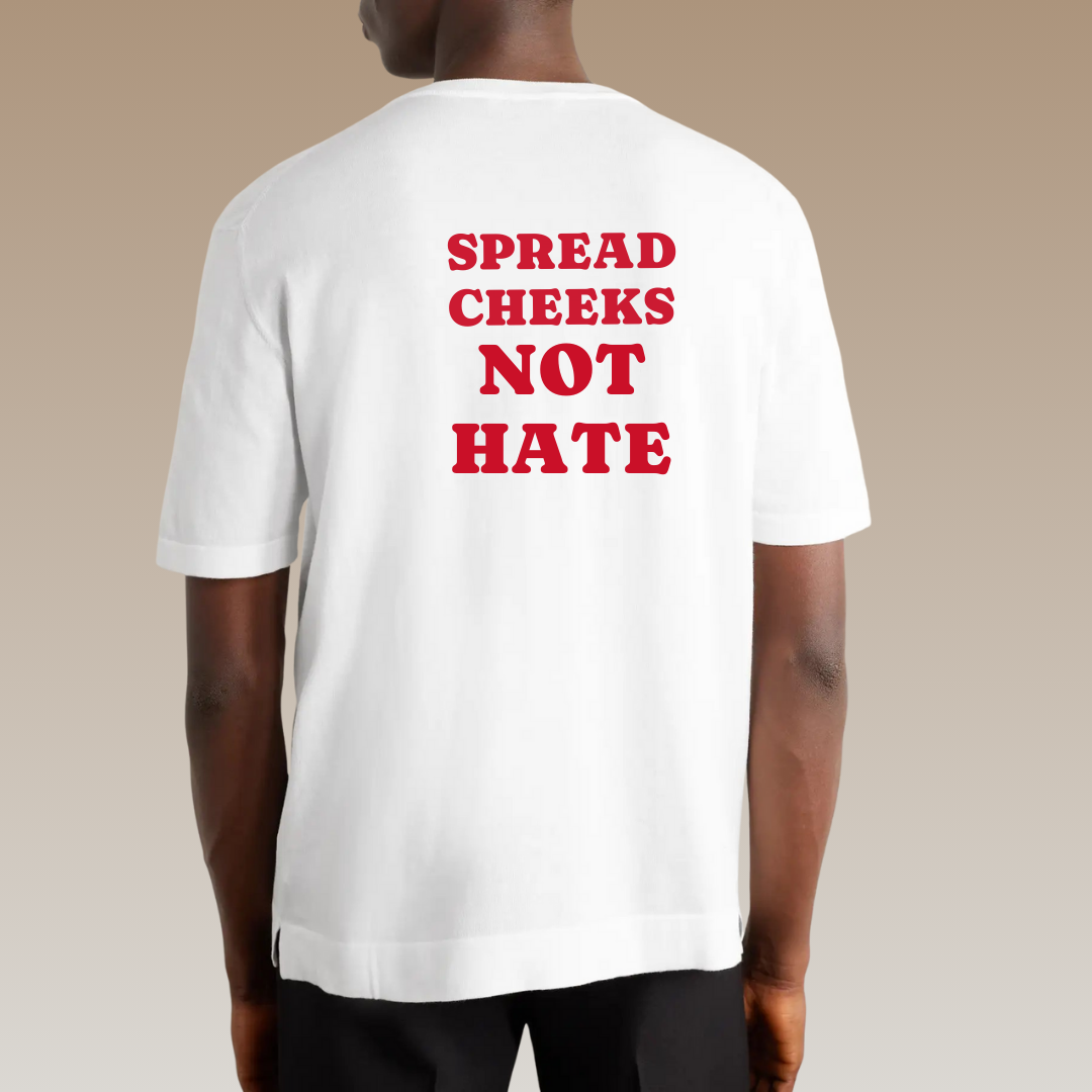 Funny Boxy T-Shirt with JOI - SPREAD CHEEKS NOT HATE