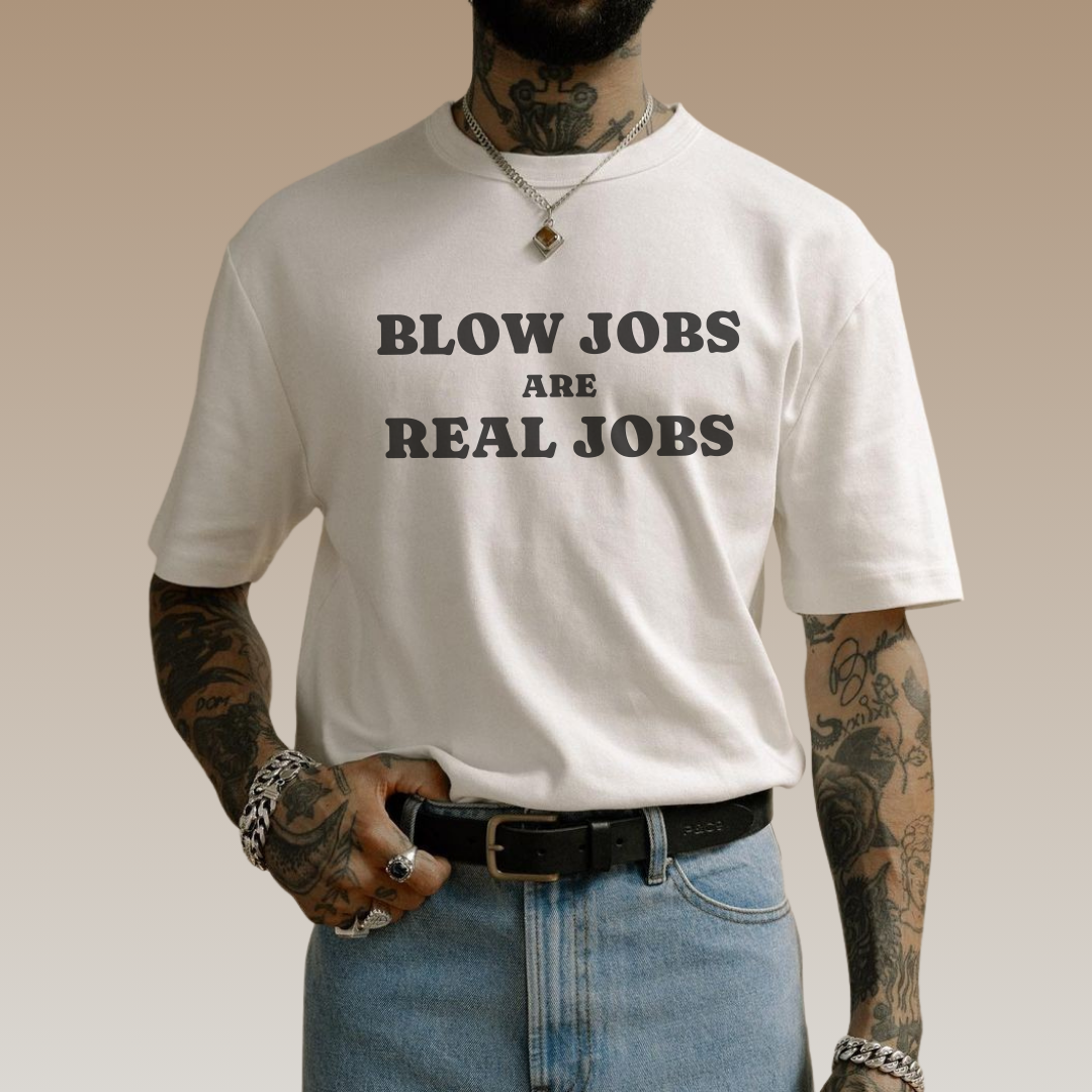 Funny Boxy T-Shirt with JOI - BLOW JOBS ARE REAL JOBS